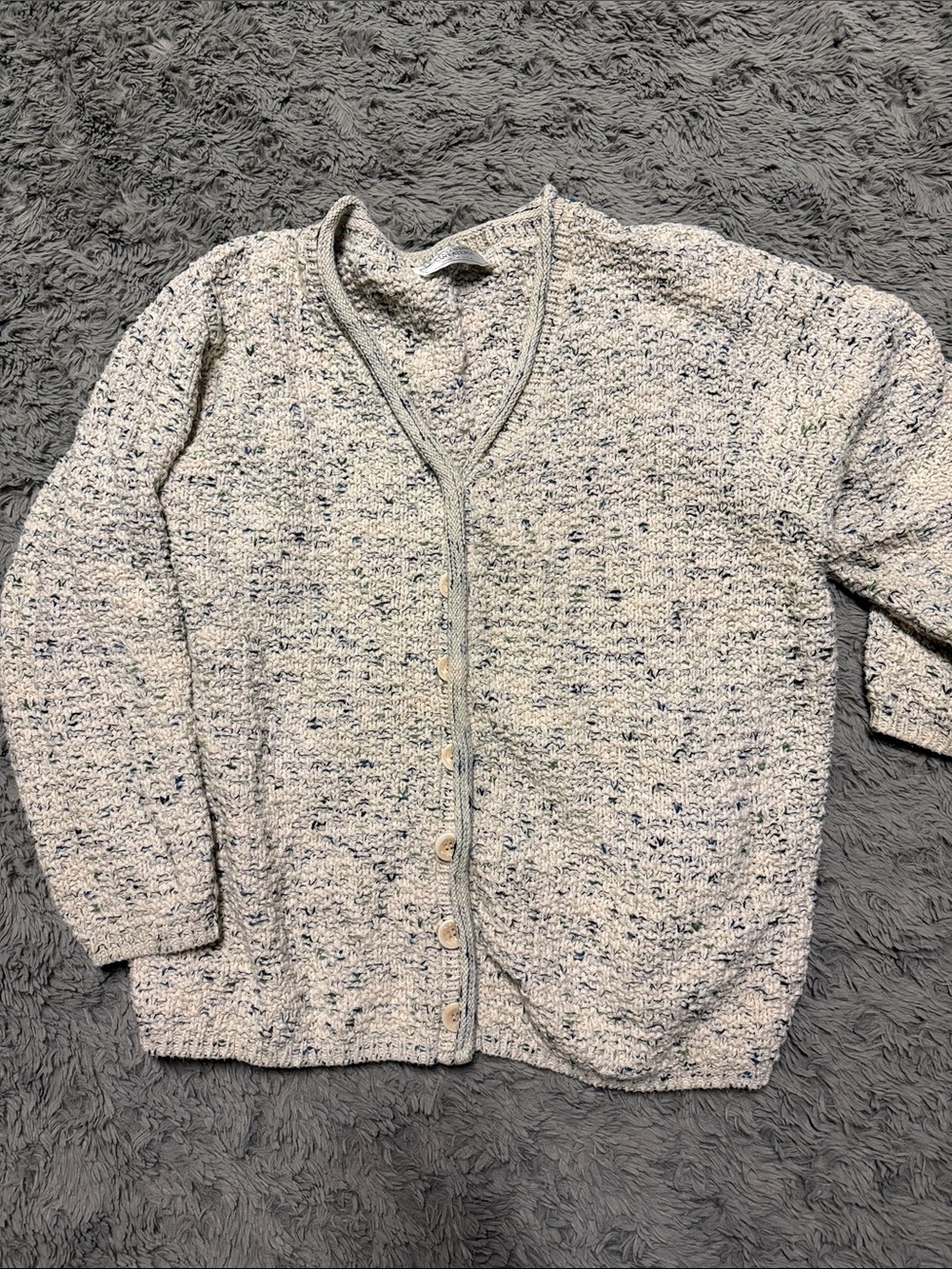 united states sweaters Cream Speckled Button-Front Cardigan